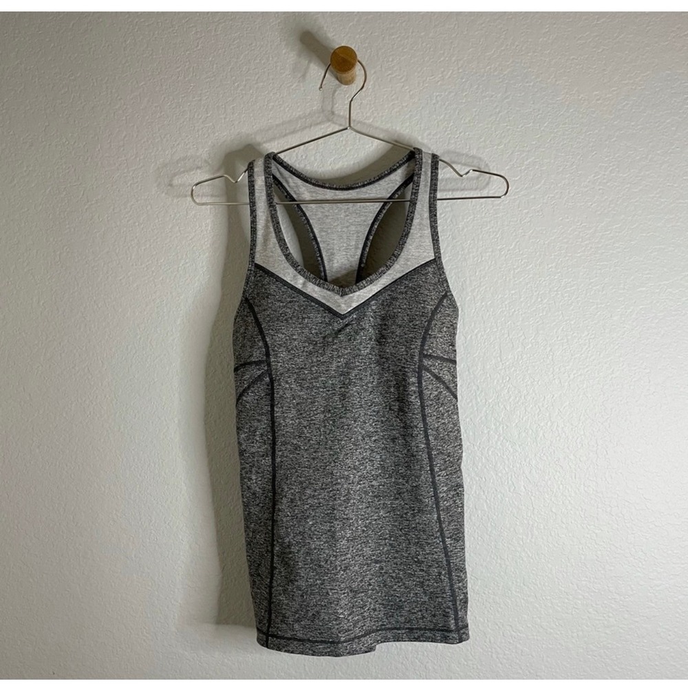 Zella Women's Grey Heathered Racerback Tank Top Built-in Bra S